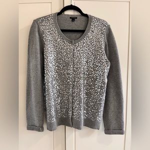 Ann Taylor Grey Sequin Sweater - Size Large